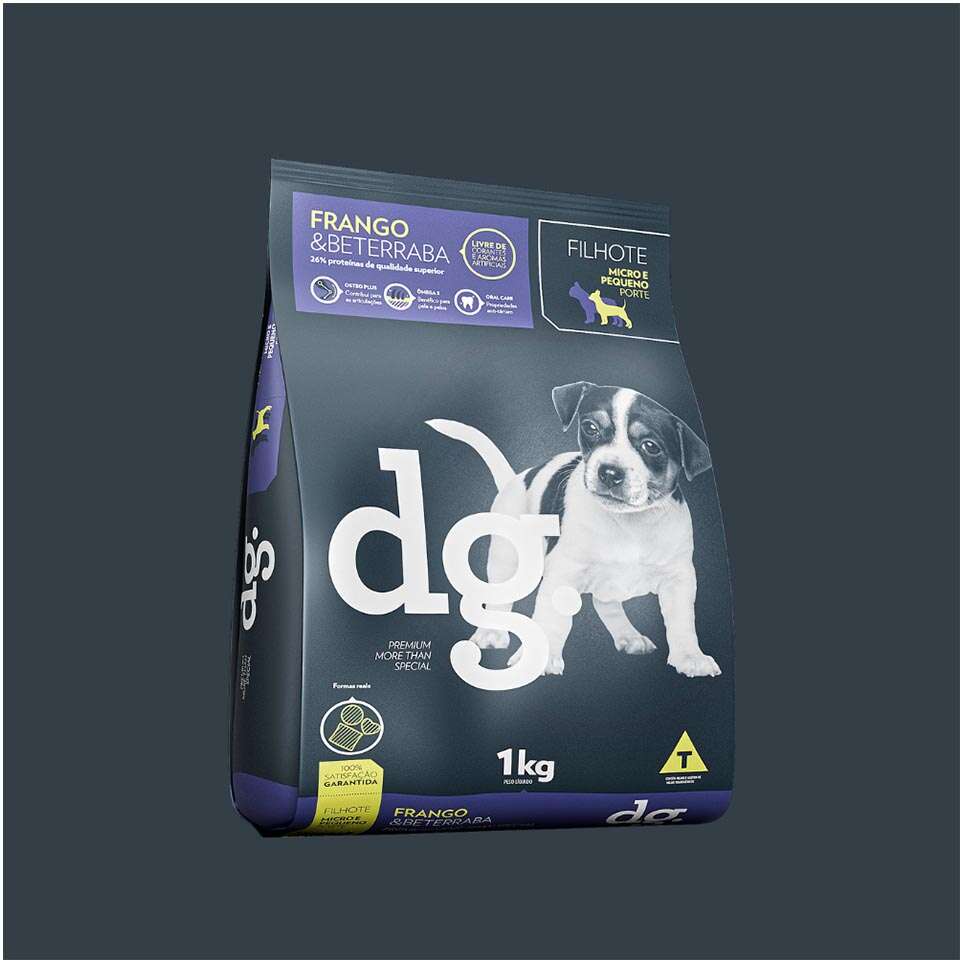 Ração Seca dg. Frango e Beterraba para Cães Filhotes Micro e Pequeno Porte - 1Kg