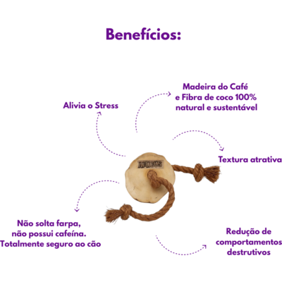 Brinquedo Sustentável Amicus Coconut Wood Disco Marrom para Cães