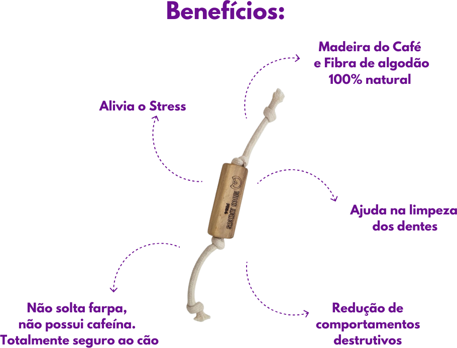 Brinquedo Sustentável Amicus Corda Wood Bone Branco para Cães - Tam. Único
