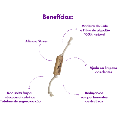 Brinquedo Sustentável Amicus Corda Wood Bone Branco para Cães