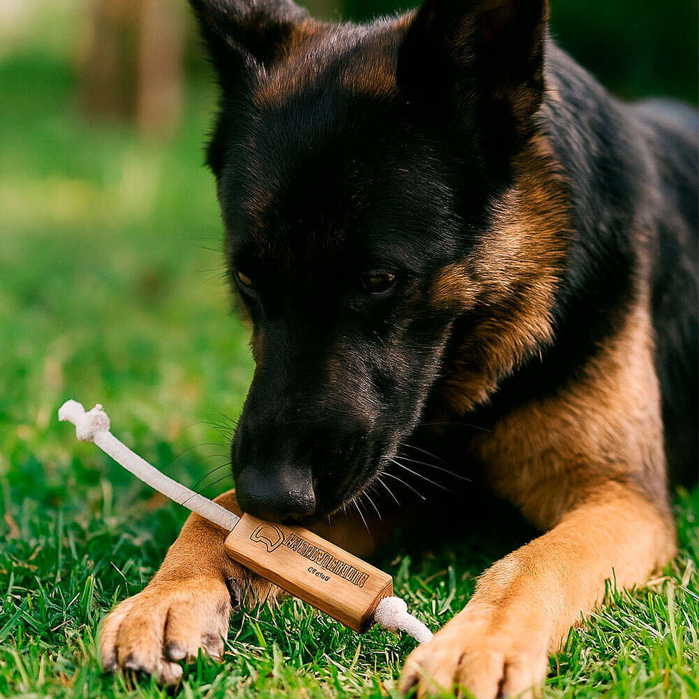 Brinquedo Sustentável Amicus Corda Wood Bone Branco para Cães - Tam. Único