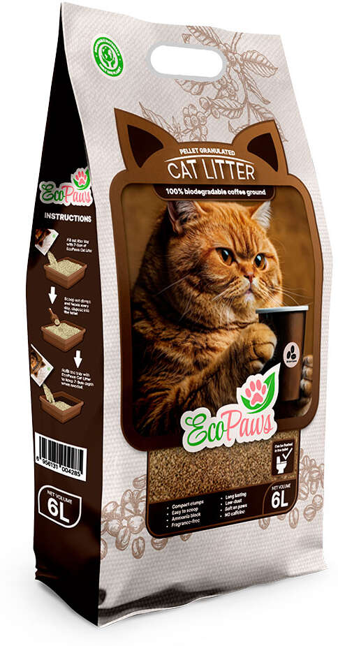 Granulado Biodegradável Eco Paws com Café para Gatos - 2,5Kg
