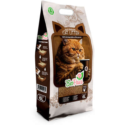 “Granulado Biodegradável Eco Paws com Café para Gatos