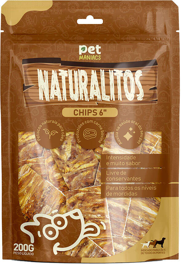 Petisco Pet Maniacs Naturalitos Chips 6" para Cães - 200 g