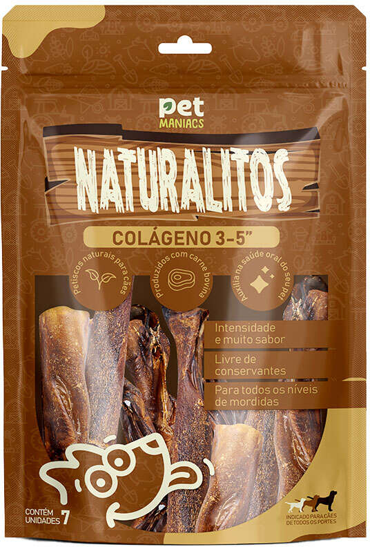 Petisco Pet Maniacs Naturalitos Colágeno 3-5" para Cães - 7 Unidades