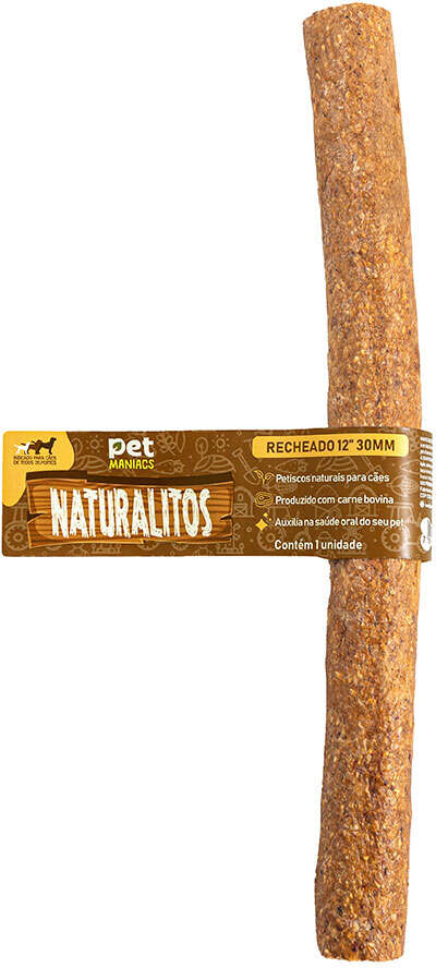 Petisco Pet Maniacs Naturalitos Recheado 12" 30 mm para Cães - 1 Unidade