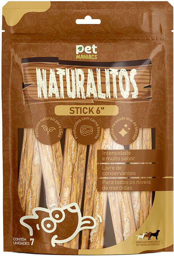 Petisco Pet Maniacs Naturalitos Stick 6" para Cães - 7 Unidades