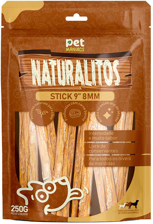 Petisco Pet Maniacs Naturalitos Stick 9" 8 mm para Cães - 250 g