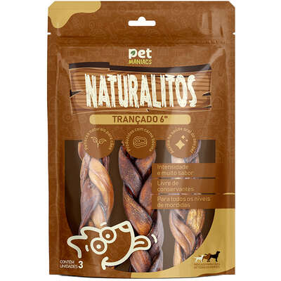 Petisco Pet Maniacs Naturalitos Trançado 6" para Cães