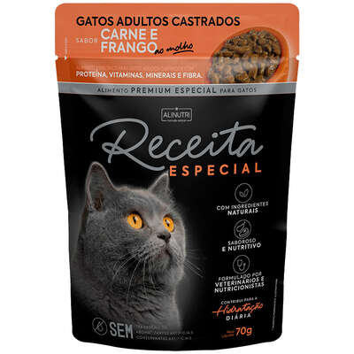 Ração Úmida Alinutri Receita Especial para Gatos Adultos Castrados