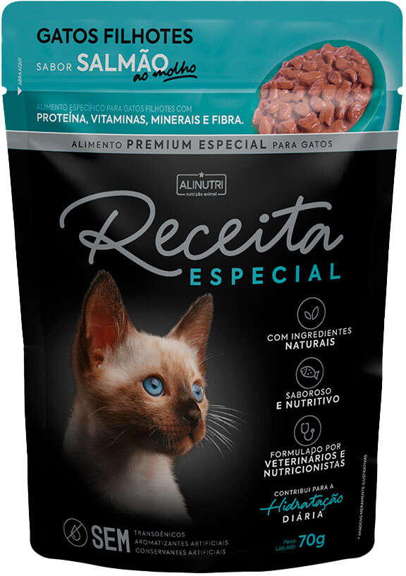 Ração Úmida Alinutri Receita Especial para Gatos Filhotes Sabor Salmão - 70 g