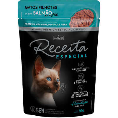 Ração Úmida Alinutri Receita Especial para Gatos Filhotes Sabor Salmão