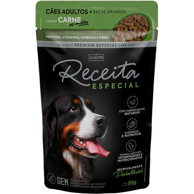 Ração Úmida Alinutri Receita Especial para Cães Adultos Raças Grandes Sabor Carne