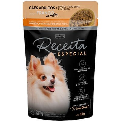Ração Úmida Alinutri Receita Especial para Cães Adultos Raças Pequenas e Médias Sabor Frango