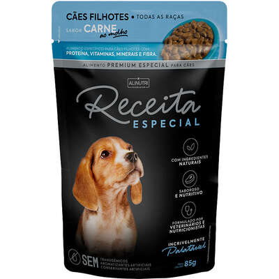Ração Úmida Alinutri Receita Especial para Cães Filhotes Sabor Carne