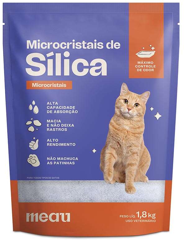 Areia Sílica Meau Microcristais para Gatos - 1,8Kg