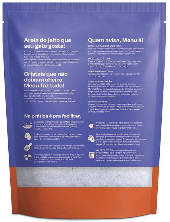 Areia Sílica Meau Microcristais para Gatos - 1,8Kg