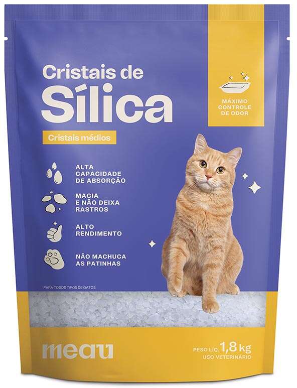 Areia Sílica Meau Cristais Médios para Gatos - 1,8Kg