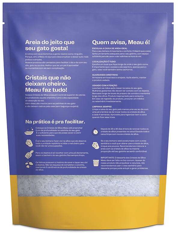 Areia Sílica Meau Cristais Médios para Gatos - 1,8Kg