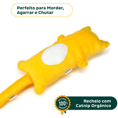 Brinquedo Pelúcia Gatton Cat Combat com Catnip Orgânico Amarelo para Gatos