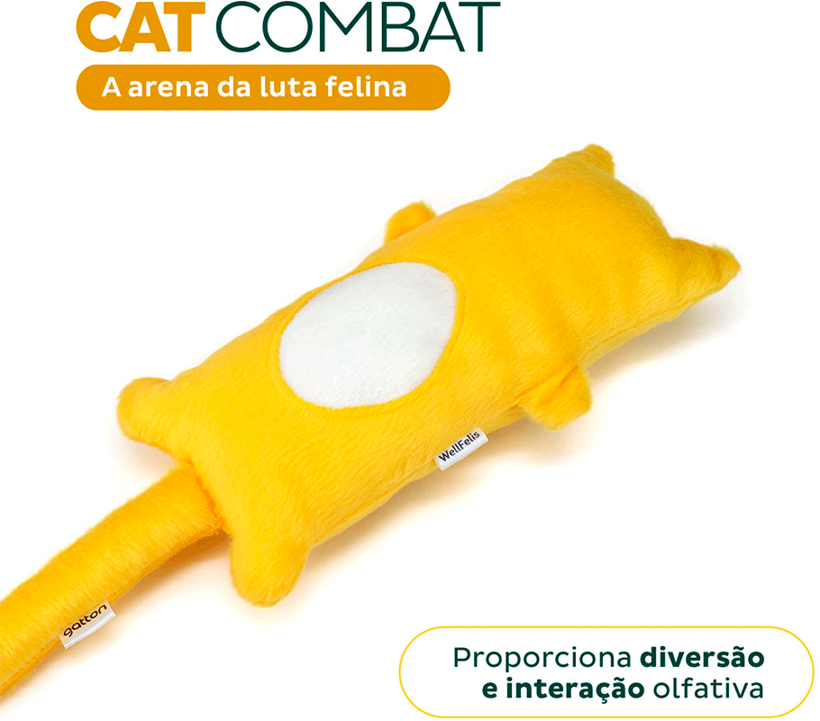 Brinquedo Pelúcia Gatton Cat Combat com Catnip Orgânico Amarelo para Gatos - Tam. Único