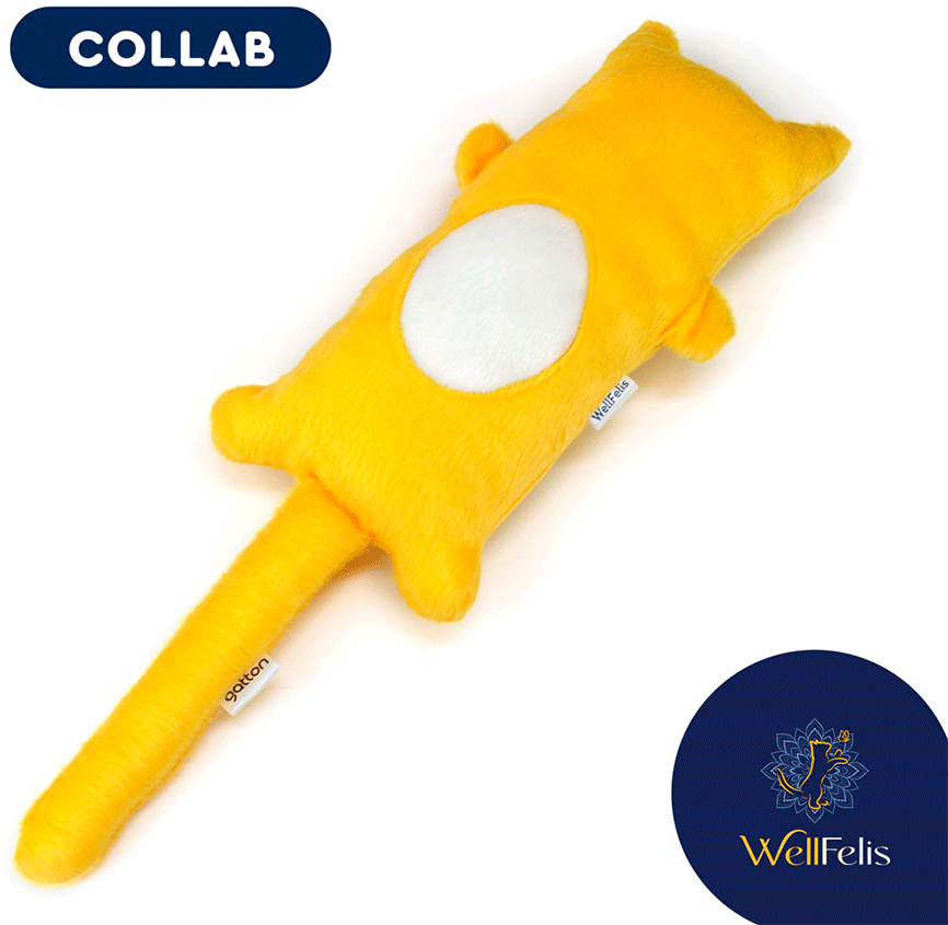 Brinquedo Pelúcia Gatton Cat Combat com Catnip Orgânico Amarelo para Gatos - Tam. Único