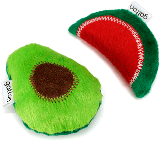 Brinquedo Pelúcia Gatton Abacate e Melancia com Catnip Verde para Gatos - Tam. Único