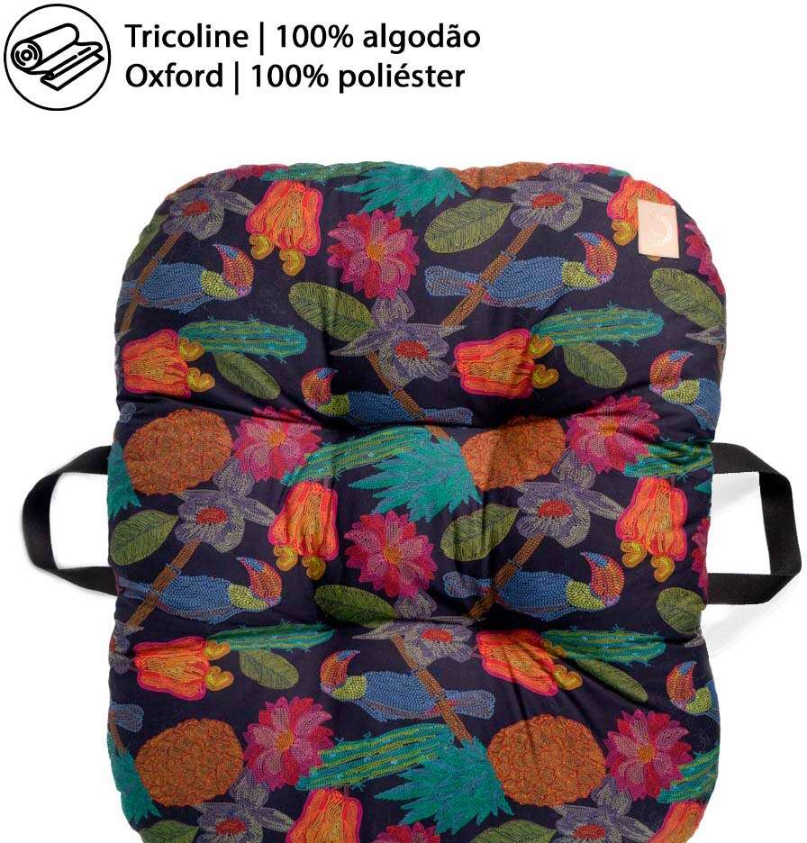 Almofada Fábrica Pet Com Alça Flor Noturna para Cães e Gatos - Tam. Único