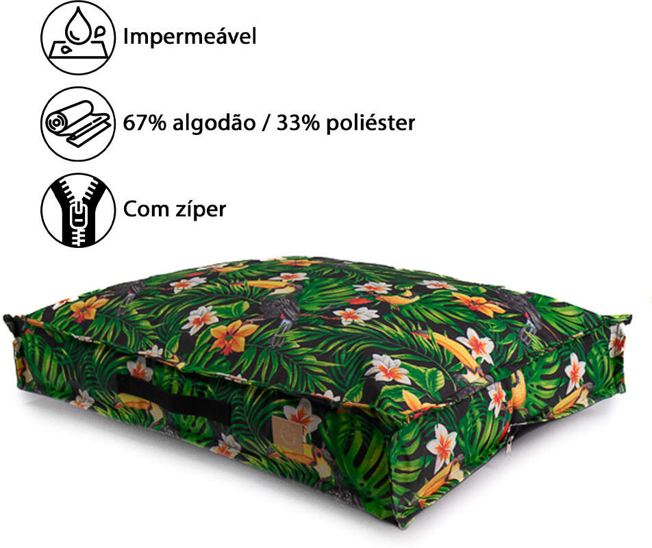 Almofada Fábrica Pet Futon Impermeável Floresta Verde para Cães e Gatos - Tam. Único