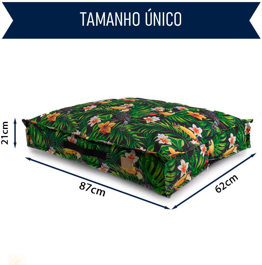 Almofada Fábrica Pet Futon Impermeável Floresta Verde para Cães e Gatos - Tam. Único