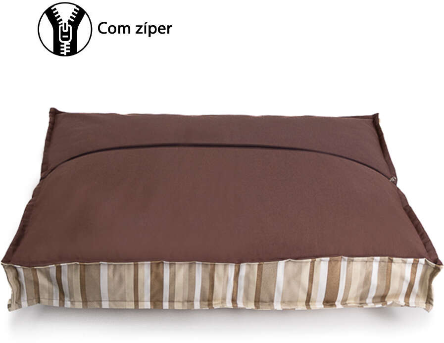 Almofada Fábrica Pet Futon Impermeável Listra Cáqui para Cães e Gatos - Tam. Único