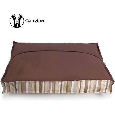 Almofada Fábrica Pet Futon Impermeável Listra Cáqui para Cães e Gatos
