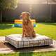 Almofada Fábrica Pet Futon Impermeável Listra Cáqui para Cães e Gatos