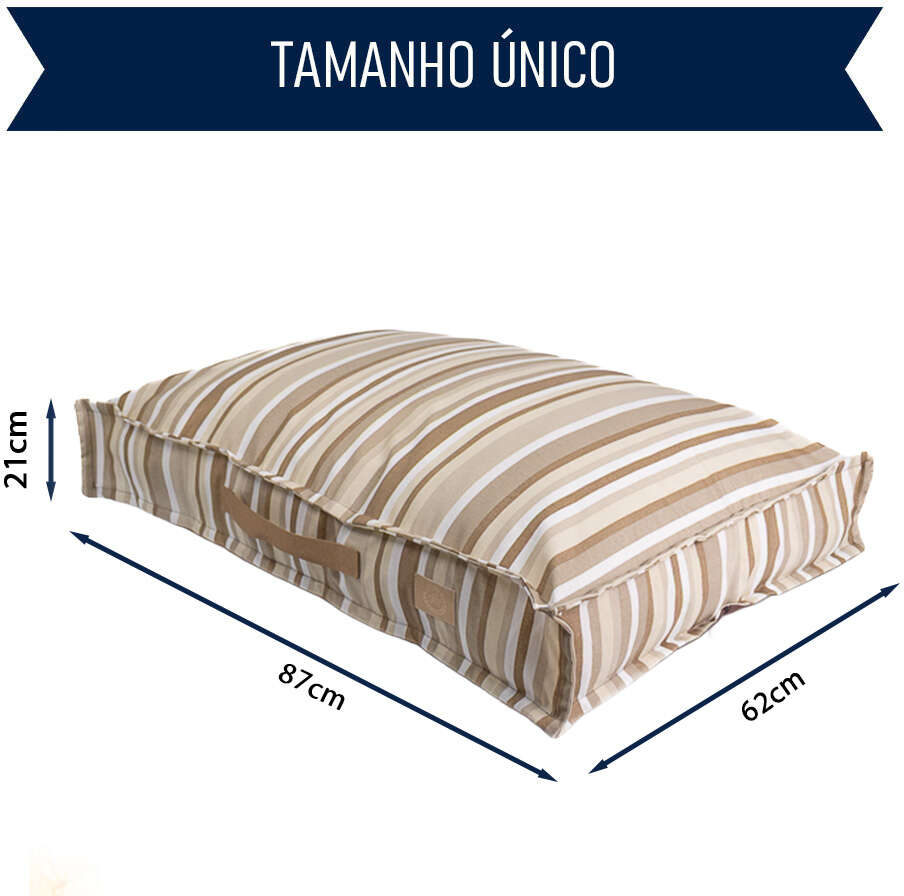 Almofada Fábrica Pet Futon Impermeável Listra Cáqui para Cães e Gatos - Tam. Único