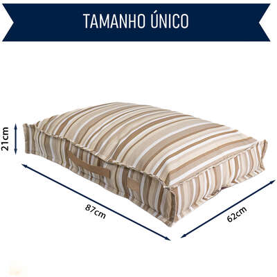 Almofada Fábrica Pet Futon Impermeável Listra Cáqui para Cães e Gatos