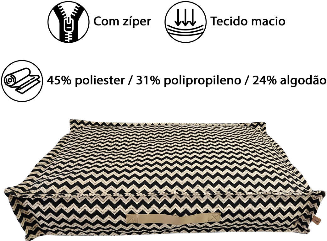 Almofada Fábrica Pet Futon Missoni Preta para Cães e Gatos - Tam. Único