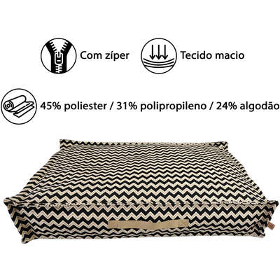 Almofada Fábrica Pet Futon Missoni Preta para Cães e Gatos