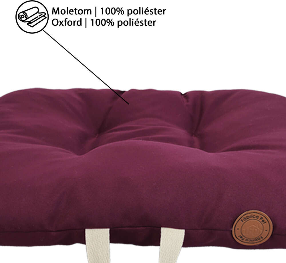 Almofada Fábrica Pet London Vinho para Cães e Gatos - Tam. M