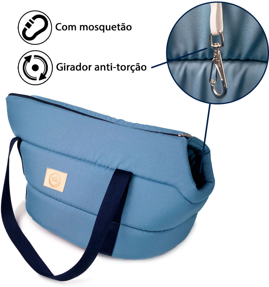 Bolsa de Transporte Aberta Granada Fábrica Pet Azul para Cães e Gatos - Tam. G