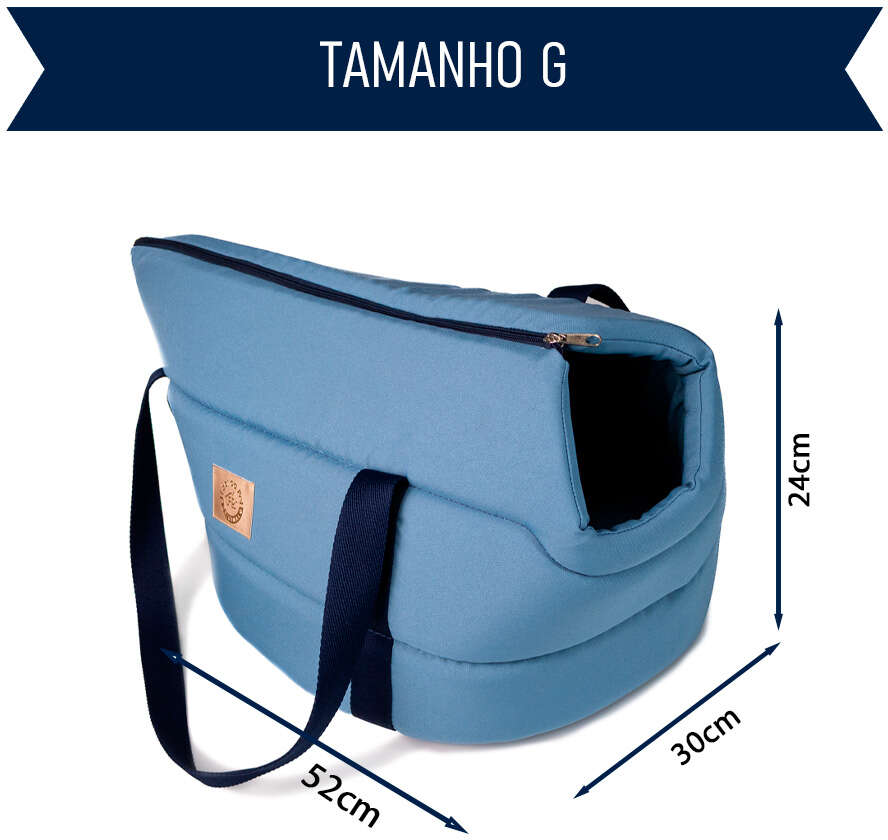 Bolsa de Transporte Aberta Granada Fábrica Pet Azul para Cães e Gatos - Tam. G