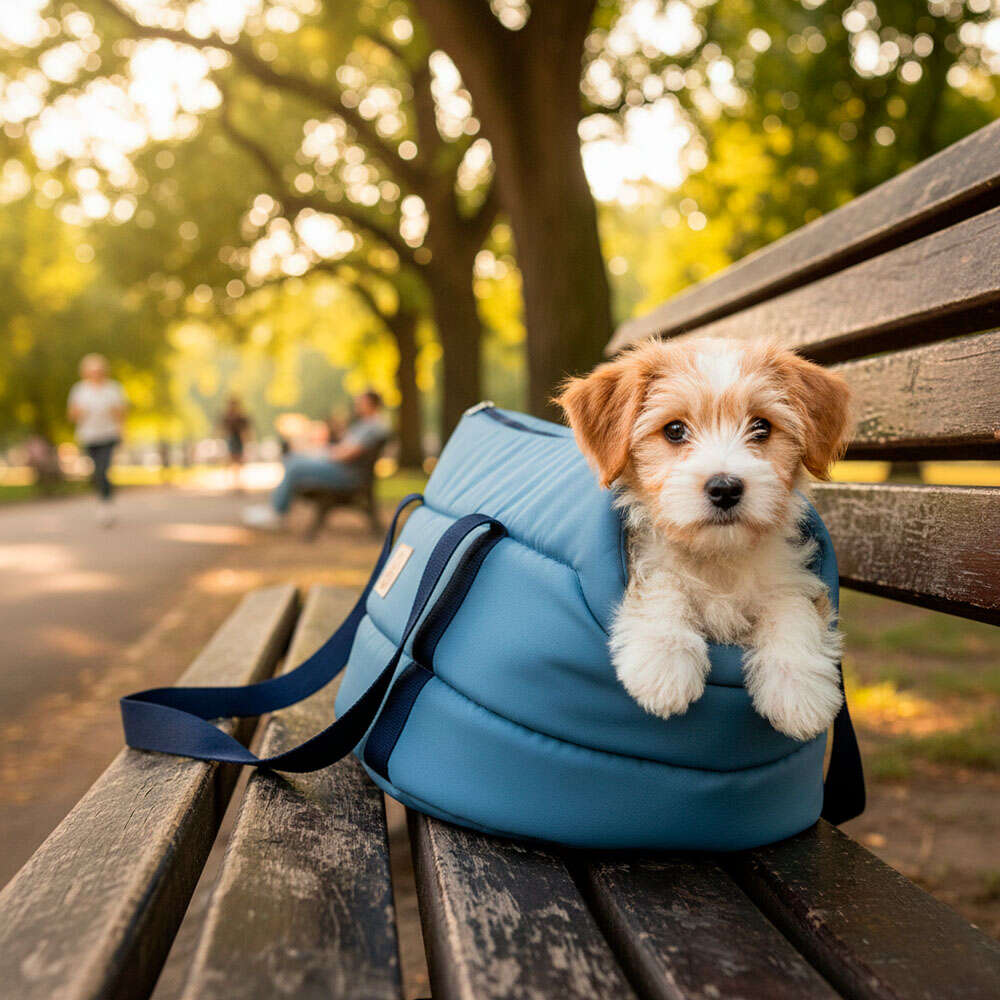 Bolsa de Transporte Aberta Granada Fábrica Pet Azul para Cães e Gatos - Tam. G