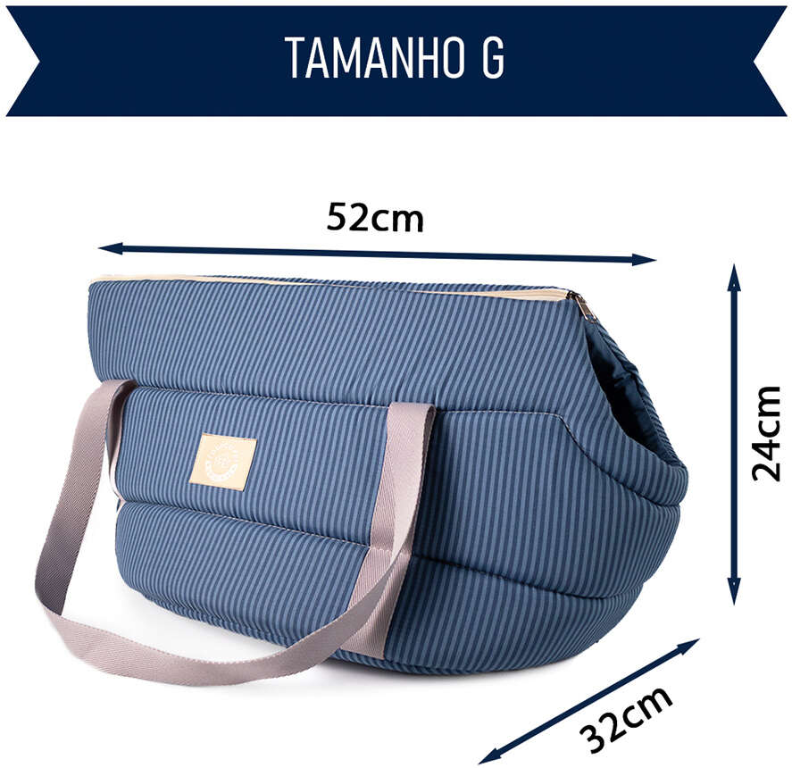 Bolsa de Transporte Aberta Home Fábrica Pet Azul para Cães e Gatos - Tam. G