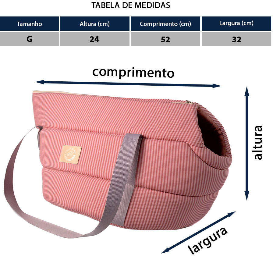 Bolsa de Transporte Aberta Home Fábrica Pet Rosé para Cães e Gatos - Tam. G