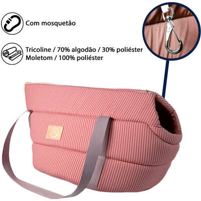 Bolsa de Transporte Aberta Home Fábrica Pet Rosé para Cães e Gatos”