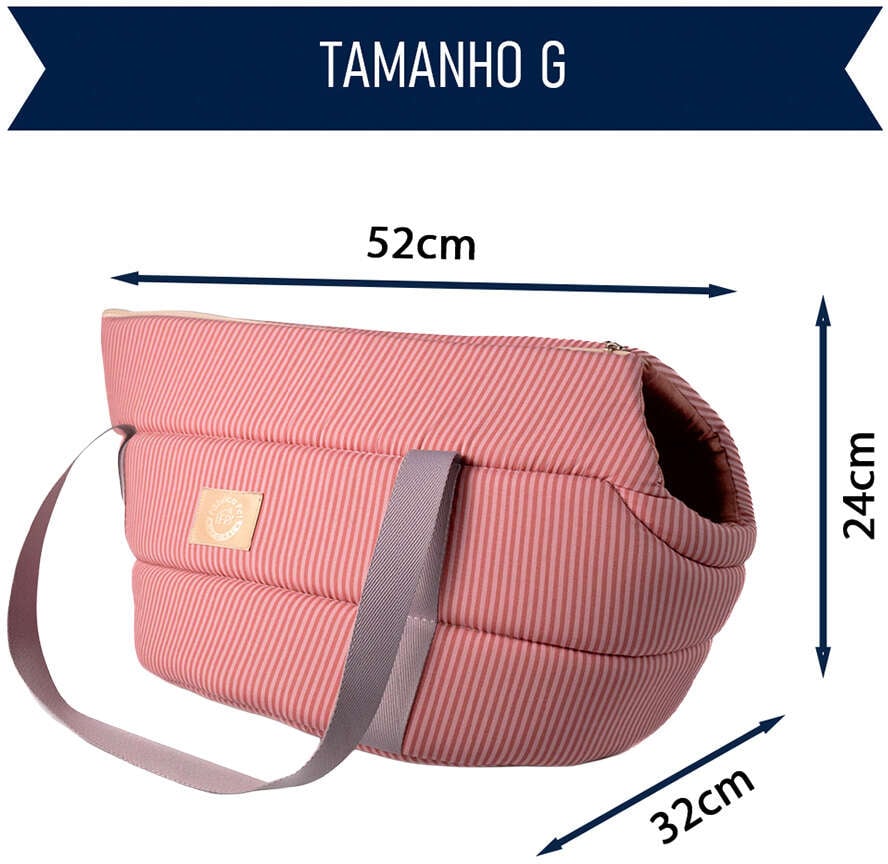 Bolsa de Transporte Aberta Home Fábrica Pet Rosé para Cães e Gatos - Tam. G