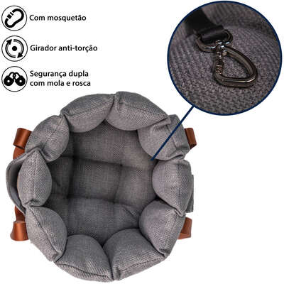 Bolsa de Transporte Gomo Malaga Fábrica Pet Cinza para Cães e Gatos