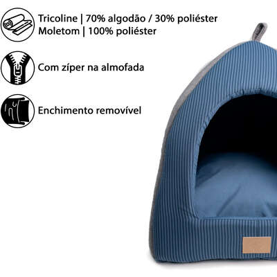 Cabana Fábrica Pet Home Azul para Cães e Gatos