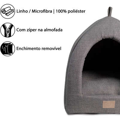 Cabana Fábrica Pet Malaga Cinza para Cães e Gatos