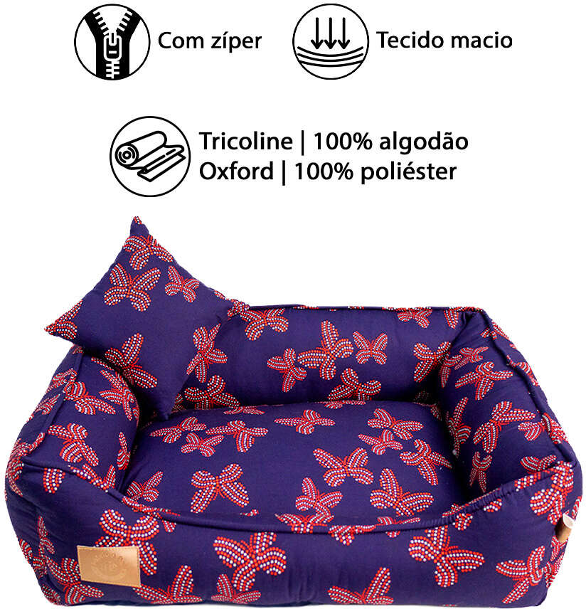 Cama Fábrica Pet Butterfly Marinho para Cães e Gatos - Tam. P