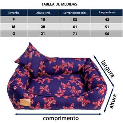 Cama Fábrica Pet Butterfly Marinho para Cães e Gatos